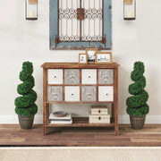 Set of 2 Spiral Boxwood Topiary Trees with Pots for Indoor or Outdoor Use 90cm Green