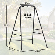 Hammock Chair Stand for Indoor or Outdoor Relaxation with Adjustable Height Black AOSOM