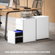 White 3 Drawer Steel Filing Cabinet with Lock for Home Office by Vinsetto