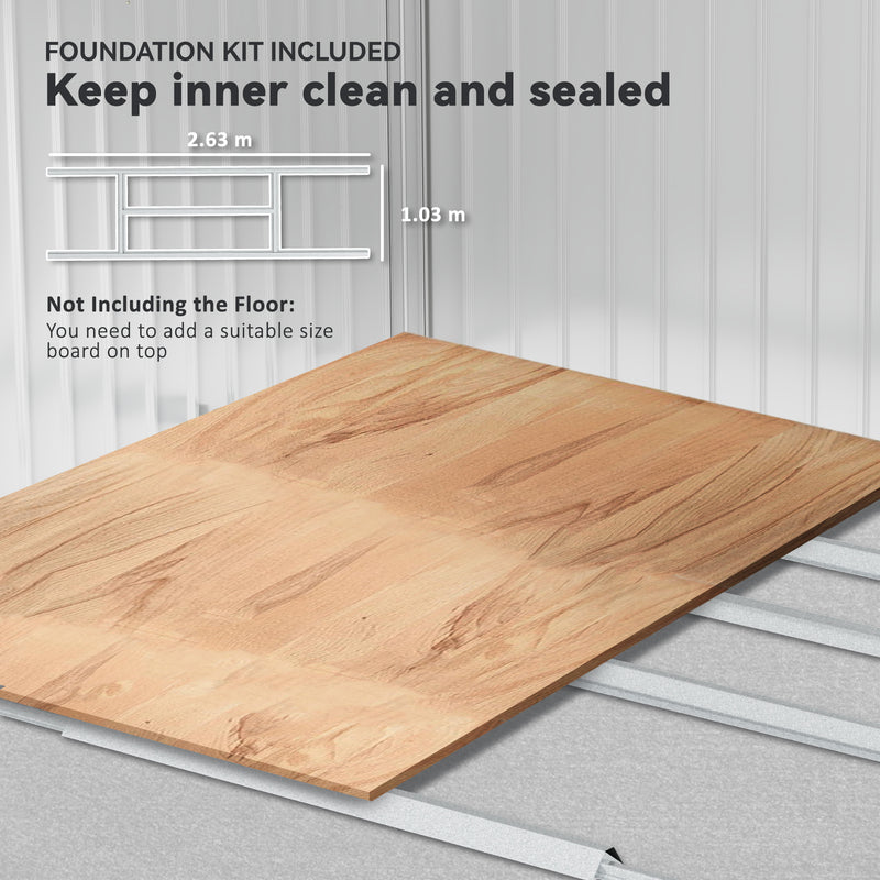 9x6 Metal Garden Storage Shed With Foundation Kit and Vents for Outdoor Organisation, Grey