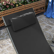 Set of 2 Black Folding Sun Loungers with Adjustable Recline and Pillows for Garden and Patio by Outsunny