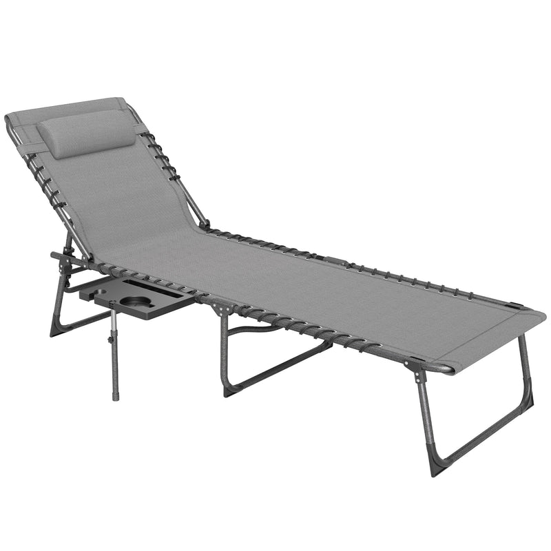 Grey Five Position Reclining Sun Lounger for Outdoor Comfort by Outsunny