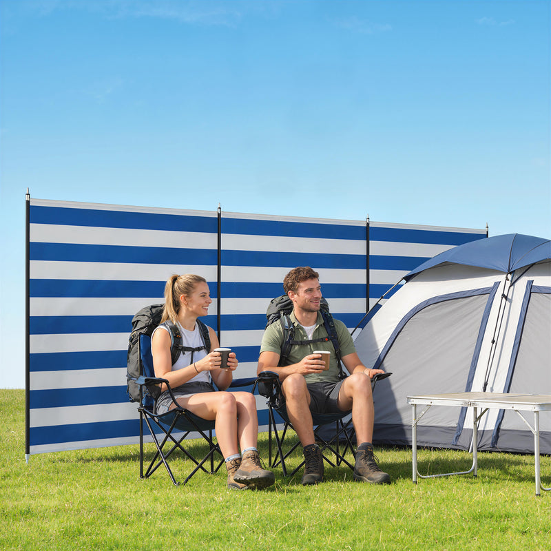 Windbreak Shelter for Camping and Beach with Easy Setup and Carry Bag Dark Blue White