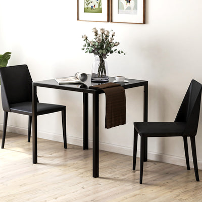 Square Glass Dining Table for Small Kitchens or Dining Rooms Seats 2 to 4 Black AOSOM
