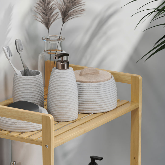 Four Tier Bamboo Adjustable Shelf Storage Unit for Home and Office by HOMCOM