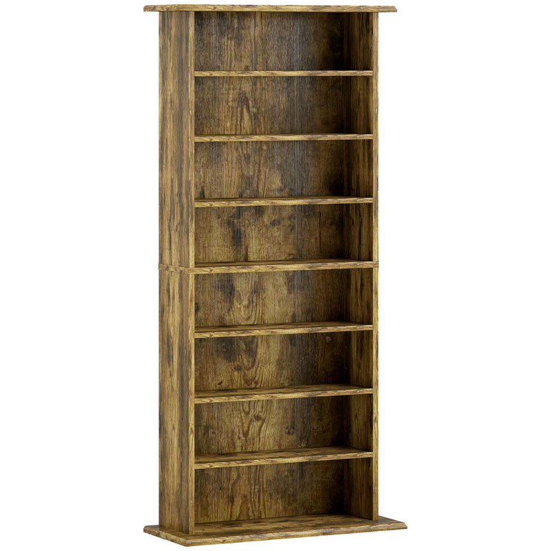 Tall CD Storage Tower Unit With 360 Degree Rotating Base For Home Organisation Rustic Brown Homcom