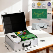 300 Piece Poker Chip Set with Card Shuffler and Mat for Casino Games Silver Tone AOSOM