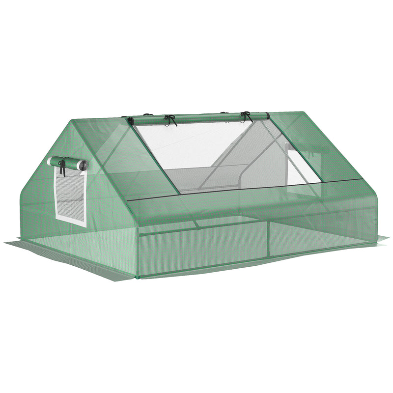 Portable Mini Greenhouse With Zipped Door and Windows For Garden Plants, Dark Green