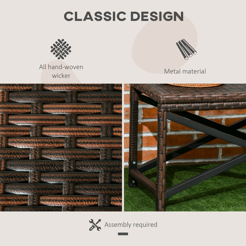 Rattan Garden Side Table with X Frame for Outdoor Coffee or Drinks Mixed Brown