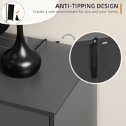 Modern Sideboard with Adjustable Shelves and Storage Drawers for Dining Room Dark Grey