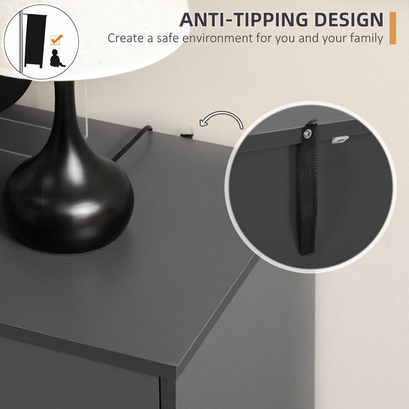 Modern Sideboard with Adjustable Shelves and Storage Drawers for Dining Room Dark Grey