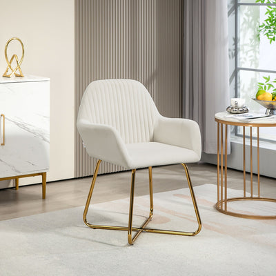 Modern Upholstered Armchair with Gold Metal Frame Ideal for Living Room Comfort Cream White