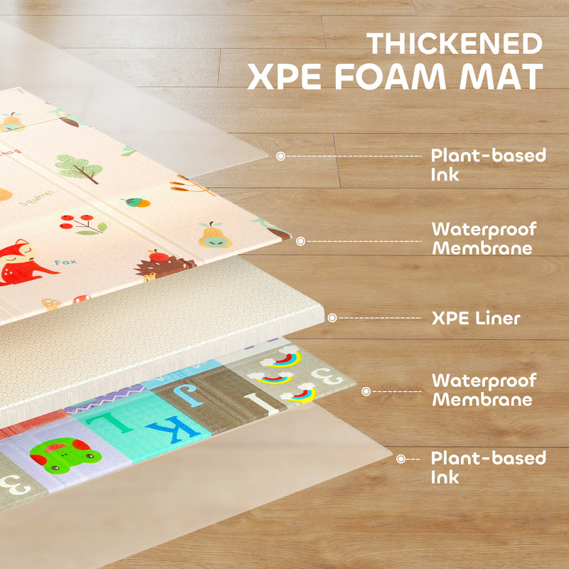 Foldable Reversible Foam Baby Play Mat Soft and Cushioned for Crawling Toddlers Grey AOSOM