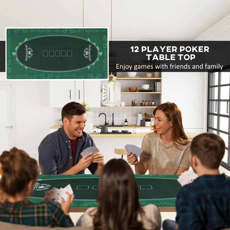 Green 12 Player Texas Hold'em Poker Table Mat Water Resistant Rubber With Carry Bag by SPORTNOW AOSOM