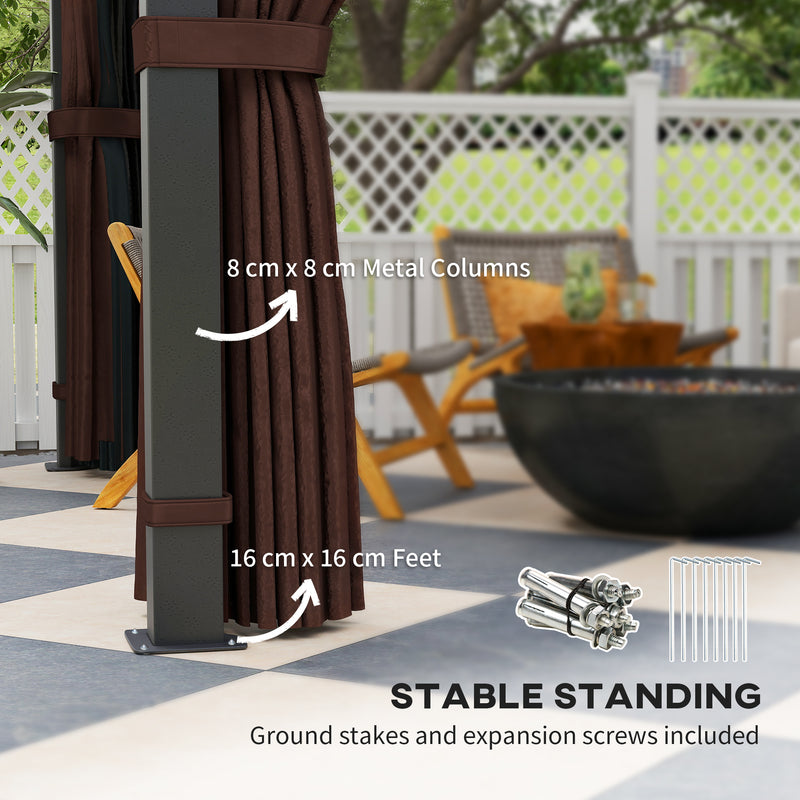 3m x 3m Hardtop Garden Gazebo with Polycarbonate Roof and Netting by Outsunny