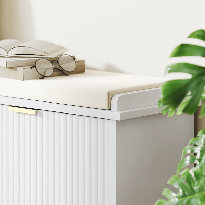 White Shoe Storage Bench with Cushion Seat Holds 10 Pairs by HOMCOM