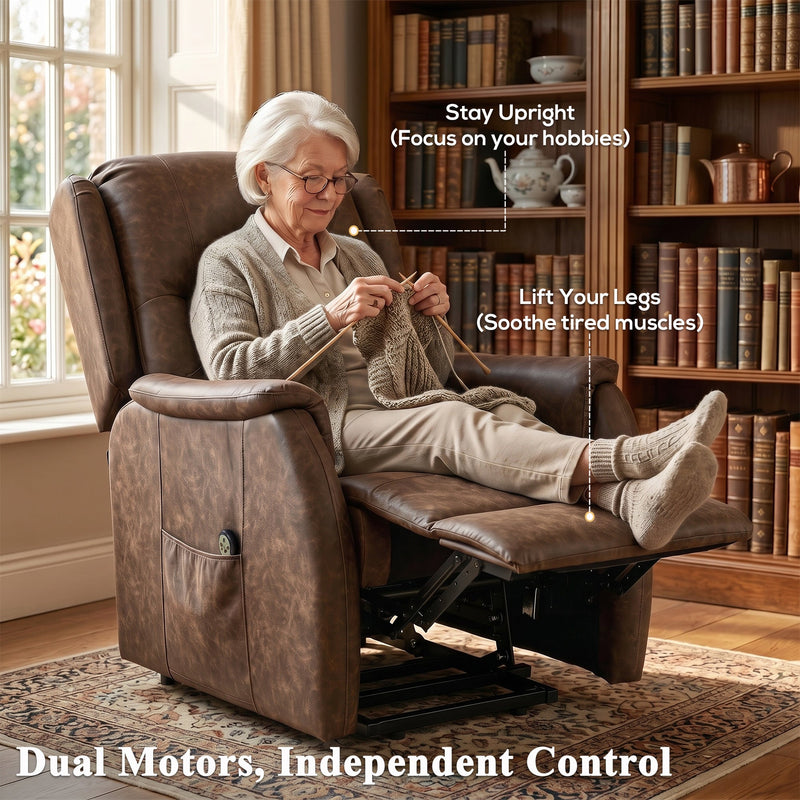 Electric Recliner Armchair Power Lift Brown - detail 2