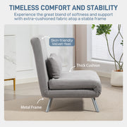 Single Sofa Bed with Velvet Feel Upholstery Ideal for Guests and Small Spaces Grey