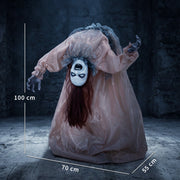 Dimensions diagram showing the broken-back ghost at 100 cm tall, 70 cm wide and 55 cm deep