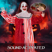 Outsunny Halloween clown decoration sound-activated feature, triggered by clapping or nearby noise
