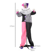 Dimension diagram showing the clown decoration at 173 cm tall on a 30 x 7.6 cm base