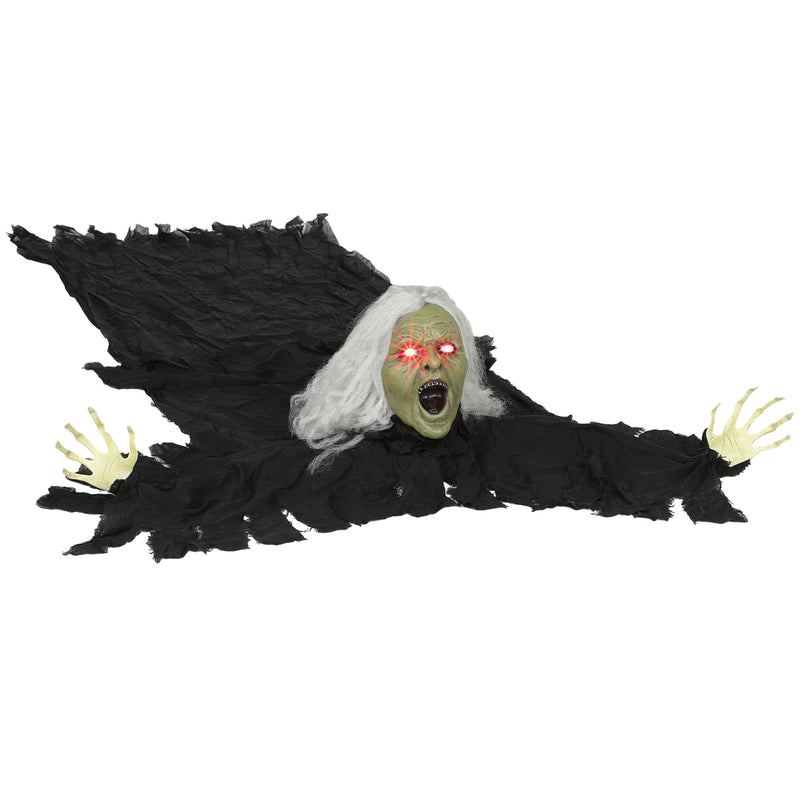 Outsunny 183cm animated Halloween crawling zombie decoration with glowing red eyes on white background