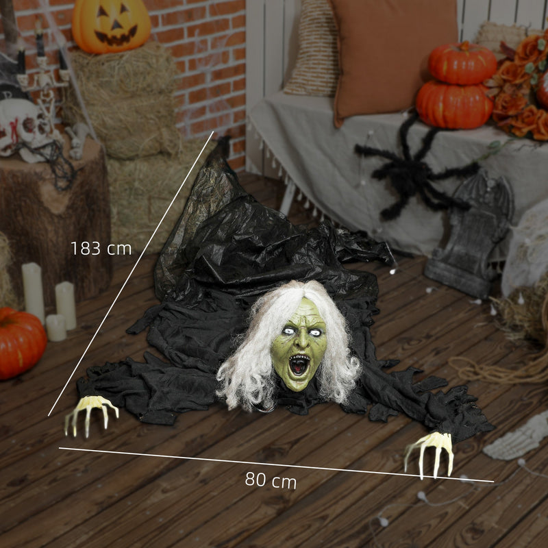 Dimension diagram showing the Outsunny Halloween crawling zombie decoration at 183cm long and 80cm wide