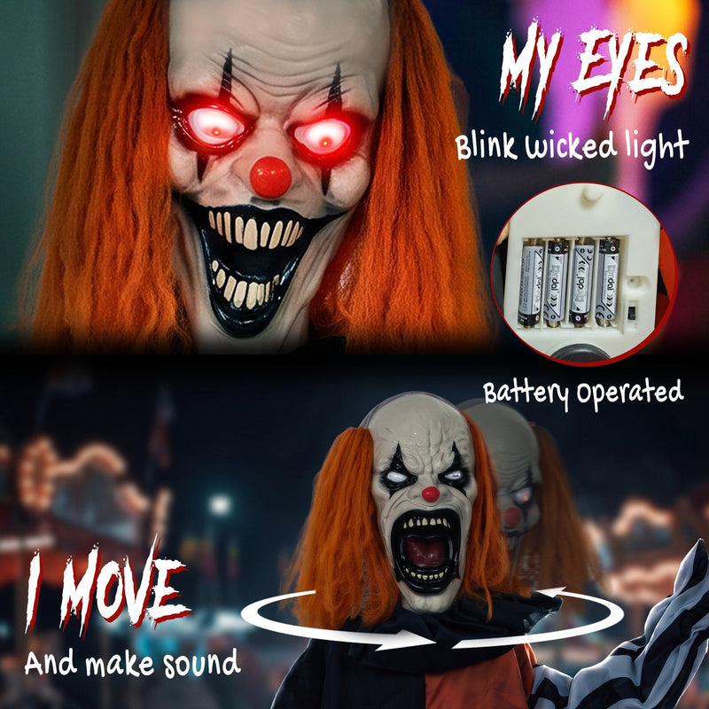 Close-up of the Joker's glowing eyes and battery compartment