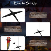 Step-by-step assembly diagram for building the Outsunny Halloween clown's cross-base and steel pole stand