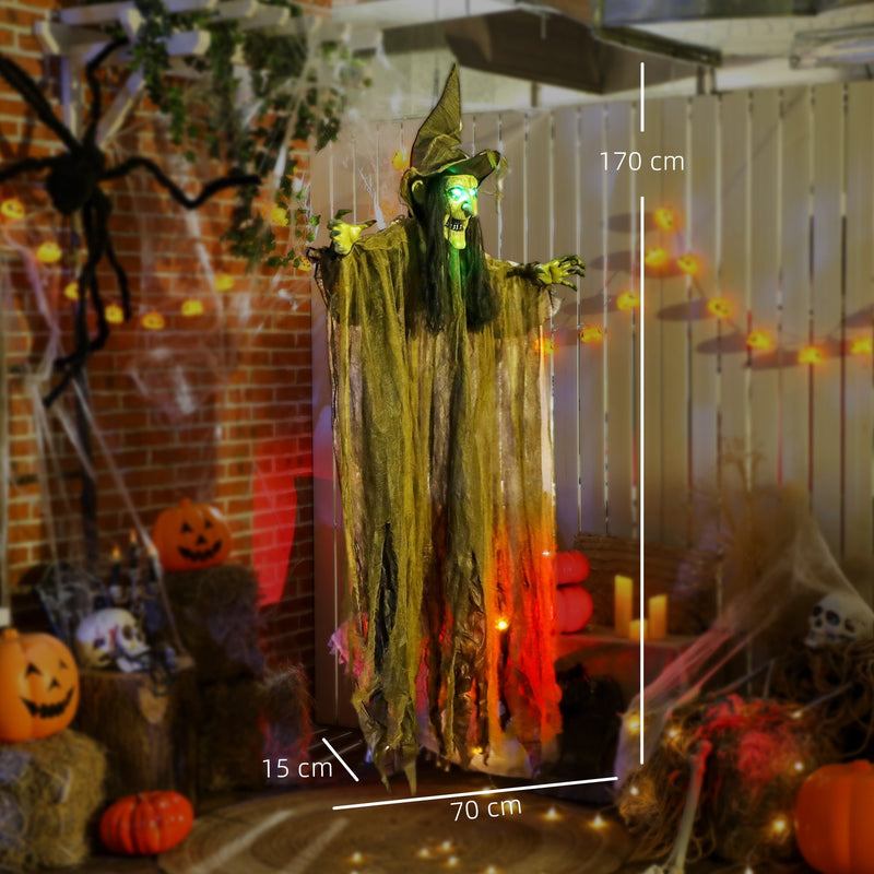 Dimension diagram of the Outsunny 170cm hanging Halloween witch showing 70cm width