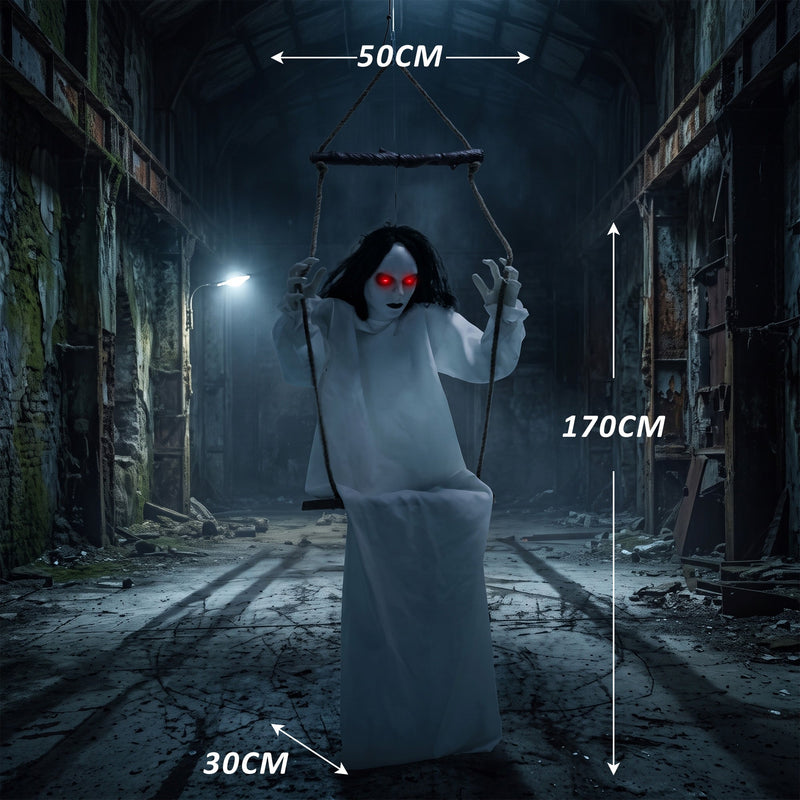 Dimensions diagram showing the hanging swing ghost at 170 cm tall and 50 cm wide