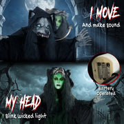 Side by side view of the werewolf face and the revealed green glowing ghost face