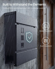 Mailbox in the rain with water-resistant and rust-resistant icons