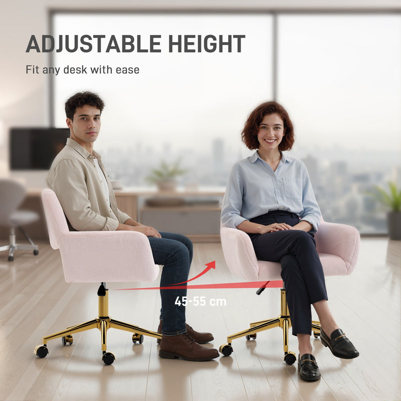 Office Chair with Soft Faux Fur and Adjustable Height for Comfortable Home Working
