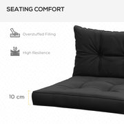 2 Piece Garden Chair Cushions Set with Back Support for Indoor or Outdoor Use Black AOSOM