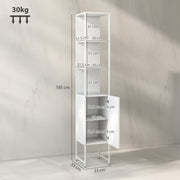 Tall White Bathroom Storage Cabinet With Open Shelves And Adjustable Interior Shelf