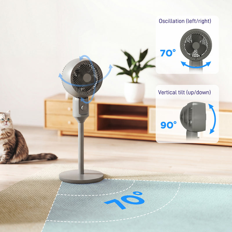 Oscillating Floor Fan with Adjustable Airflow for Home or Office Cooling Grey AOSOM