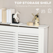 Set of 2 Extendable Radiator Covers with Storage Shelves for Home Office Use White