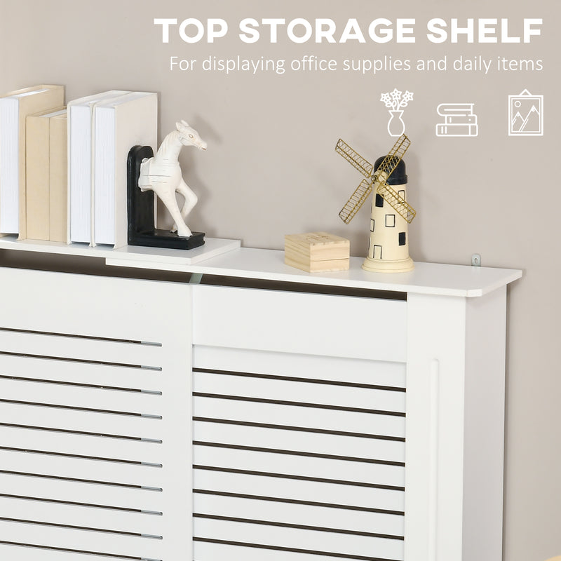 Set of 2 Extendable Radiator Covers with Storage Shelves for Home Office Use White
