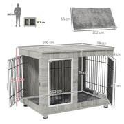 Large Indoor Dog Kennel with Soft Cushion and Double Doors for Comfort and Space Grey