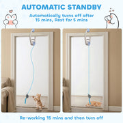 Automatic Doorway Cat Toy With Timer For Indoor Play And Scratch Prevention White Blue Pawhut