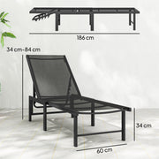 Set of 2 Adjustable Garden Sun Loungers for Outdoor Relaxing with Breathable Mesh Black Outsunny