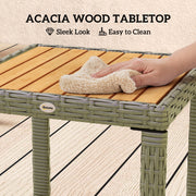 Grey 3 Piece Rattan Bistro Set With Cushions and Table for Garden or Balcony by Outsunny