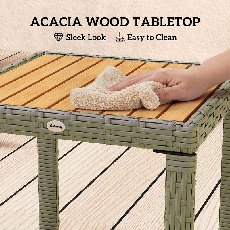 Grey 3 Piece Rattan Bistro Set With Cushions and Table for Garden or Balcony by Outsunny