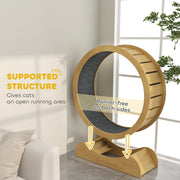 Wooden Cat Exercise Wheel with Brake for Indoor Fitness and Play, Natural