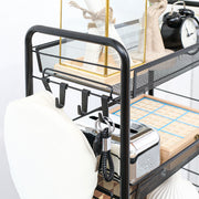 5 Tier Steel Mesh Storage Trolley with Wheels for Home or Office Organisation Black