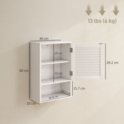 Wall Mounted Bathroom Cabinet With Adjustable Shelves For Compact Storage White AOSOM