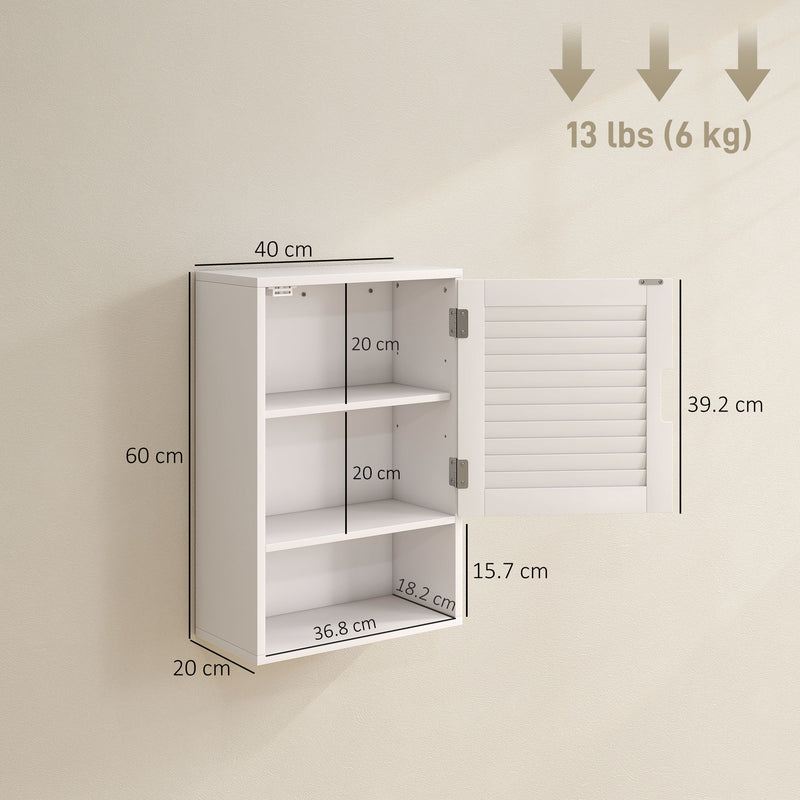 Wall Mounted Bathroom Cabinet With Adjustable Shelves For Compact Storage White AOSOM