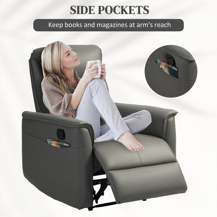 Light Grey Microfibre Manual Recliner Armchair with Padded Cushion And Leg Rest by HOMCOM