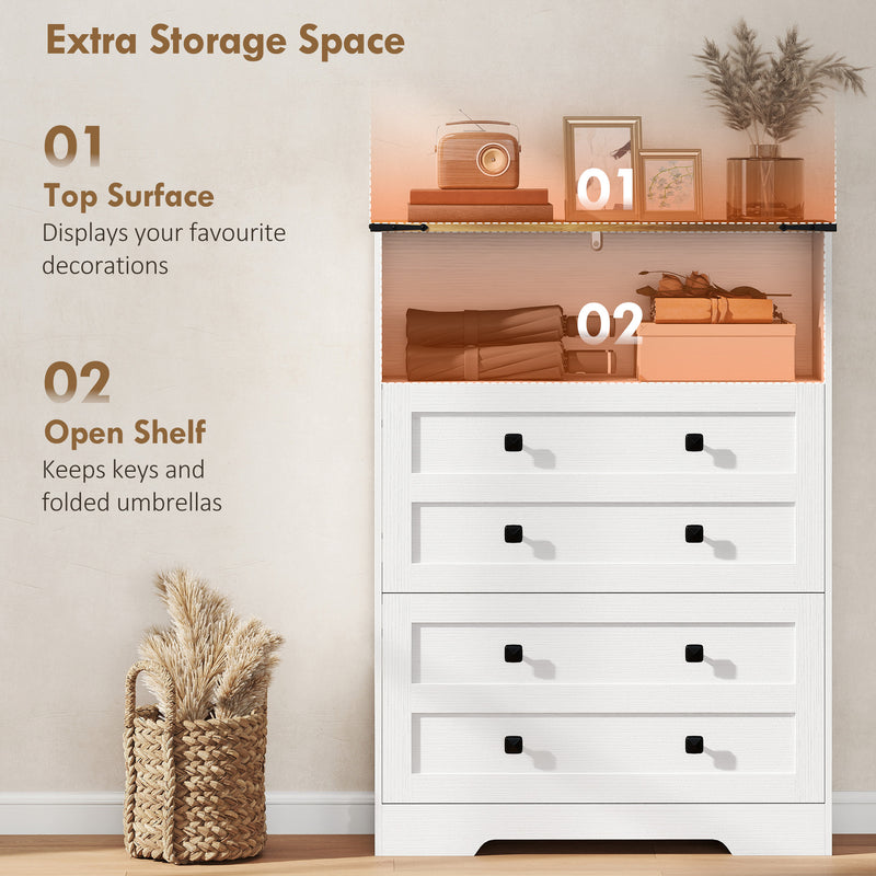 Slim Shoe Storage Cabinet for Hallway Organisation with Adjustable Shelves White Brown